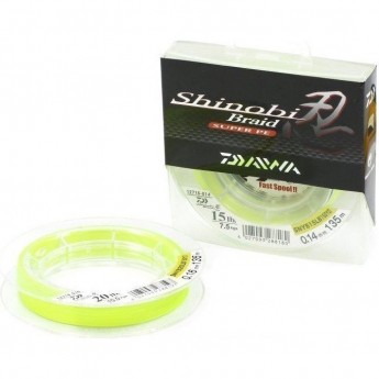 Плетеная леска DAIWA Shinobi Braid - 20 Lb (0.16мм) - 135м (ярко-жёлтая) Плетеная леска DAIWA Shinobi Braid - 20 Lb (0.16мм) - 135м (ярко-жёлтая)